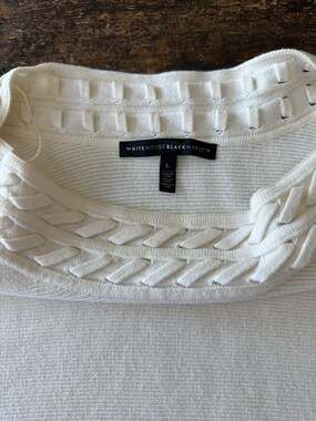 White House Black Market Ivory Boatneck Cable Knit Batwing Sweater